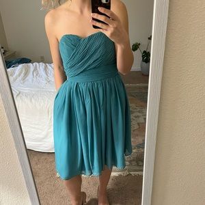 Tevolio Knee Length Strapless Bridesmaid Dress in Teal - 6